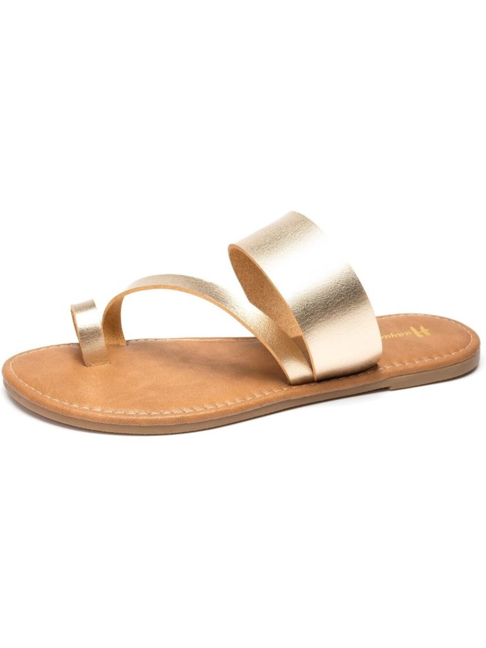Women's Gold Comfortable Casual Summer Slip On Flat Flip Flop Slide Sandals